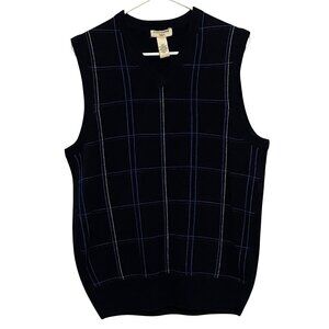 Dockers V-neck Sweater Vest Mens S Navy Blue Academia Preppy Fall Grandpacore
